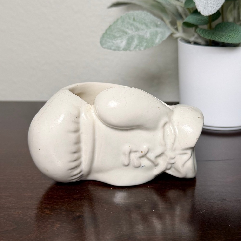 Vintage Haeger Off White Ceramic Boxing Glove Planter Trinket Dish‎ USA Made 4in